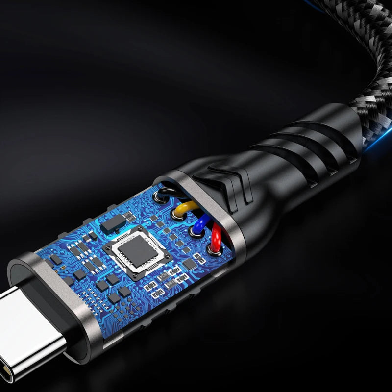 USB3.2 10Gbps USB Type C Cable USB A to C 3A 60W QC3.0 Fast Charging for Samsung NVMe Hard Disk External Android Data Braid 2M