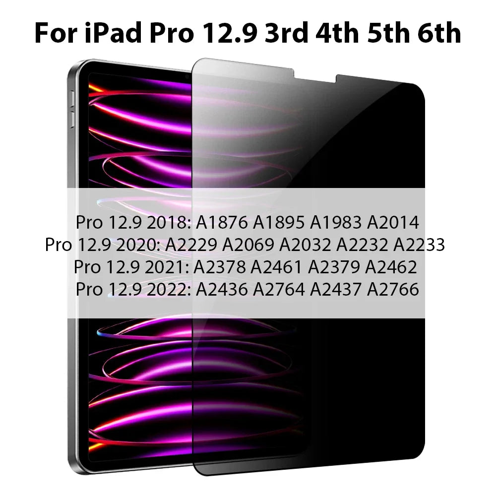 Privacy Screen Protector For iPad A16 9th 10th Generation Pro 13 11 M5 M4 12.9 Tempered Glass For iPad Air 6 5 4 3 Mini 6 7 10.2
