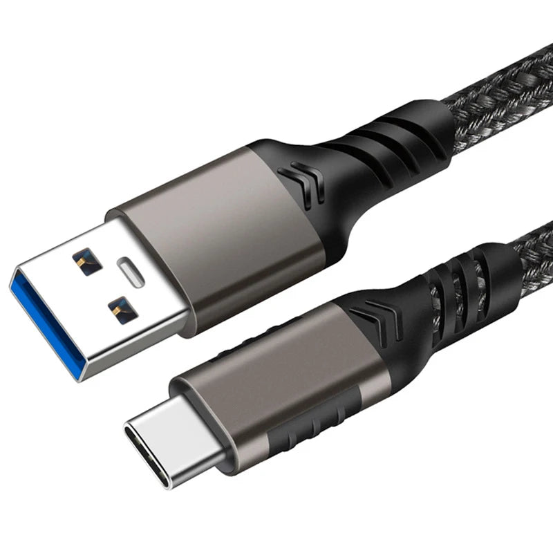 USB3.2 10Gbps USB Type C Cable USB A to C 3A 60W QC3.0 Fast Charging for Samsung NVMe Hard Disk External Android Data Braid 2M