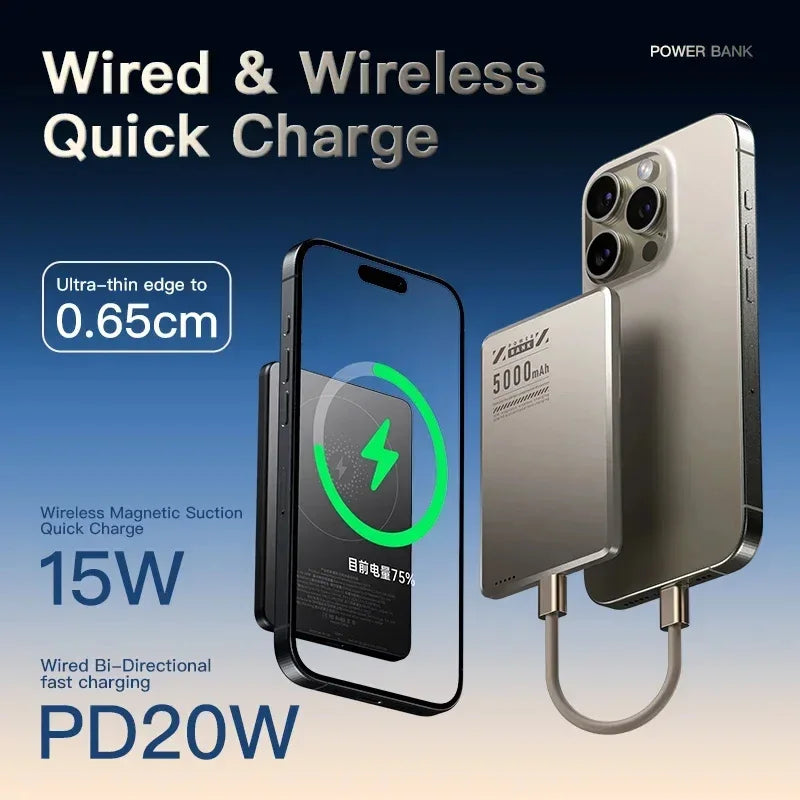 Lenovo UltraSlim Magnetic Power Bank Qi2 Wireless Powerbank Portable External Battery for Magsafe for iPhone Samsung Huawei 2026