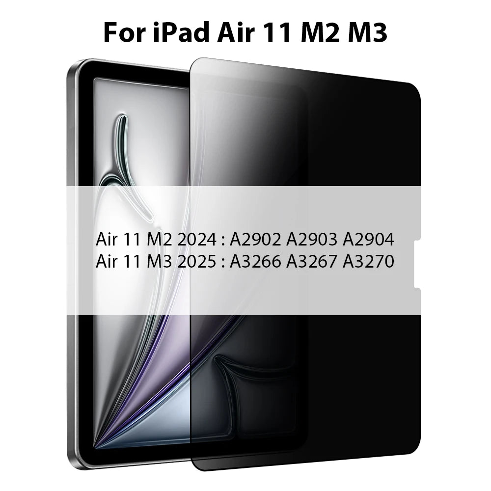 Privacy Screen Protector For iPad A16 9th 10th Generation Pro 13 11 M5 M4 12.9 Tempered Glass For iPad Air 6 5 4 3 Mini 6 7 10.2