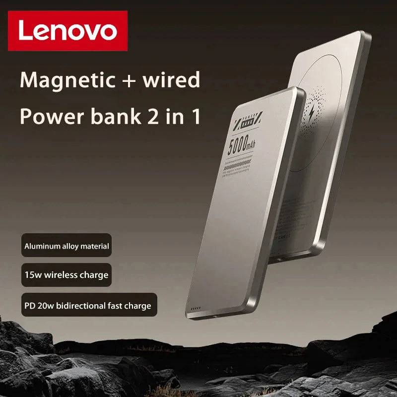 Lenovo UltraSlim Magnetic Power Bank Qi2 Wireless Powerbank Portable External Battery for Magsafe for iPhone Samsung Huawei 2026