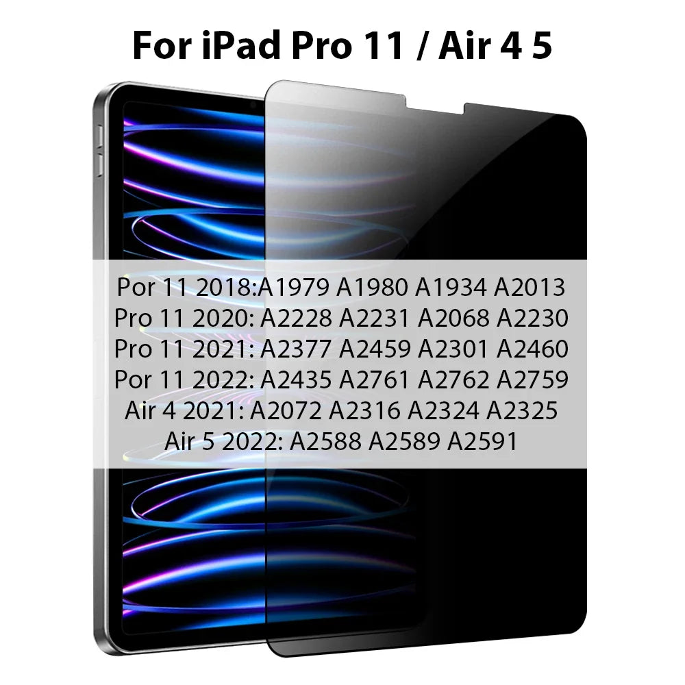 Privacy Screen Protector For iPad A16 9th 10th Generation Pro 13 11 M5 M4 12.9 Tempered Glass For iPad Air 6 5 4 3 Mini 6 7 10.2