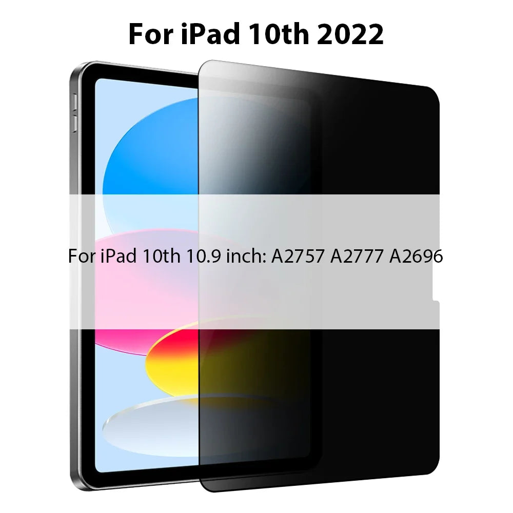 Privacy Screen Protector For iPad A16 9th 10th Generation Pro 13 11 M5 M4 12.9 Tempered Glass For iPad Air 6 5 4 3 Mini 6 7 10.2