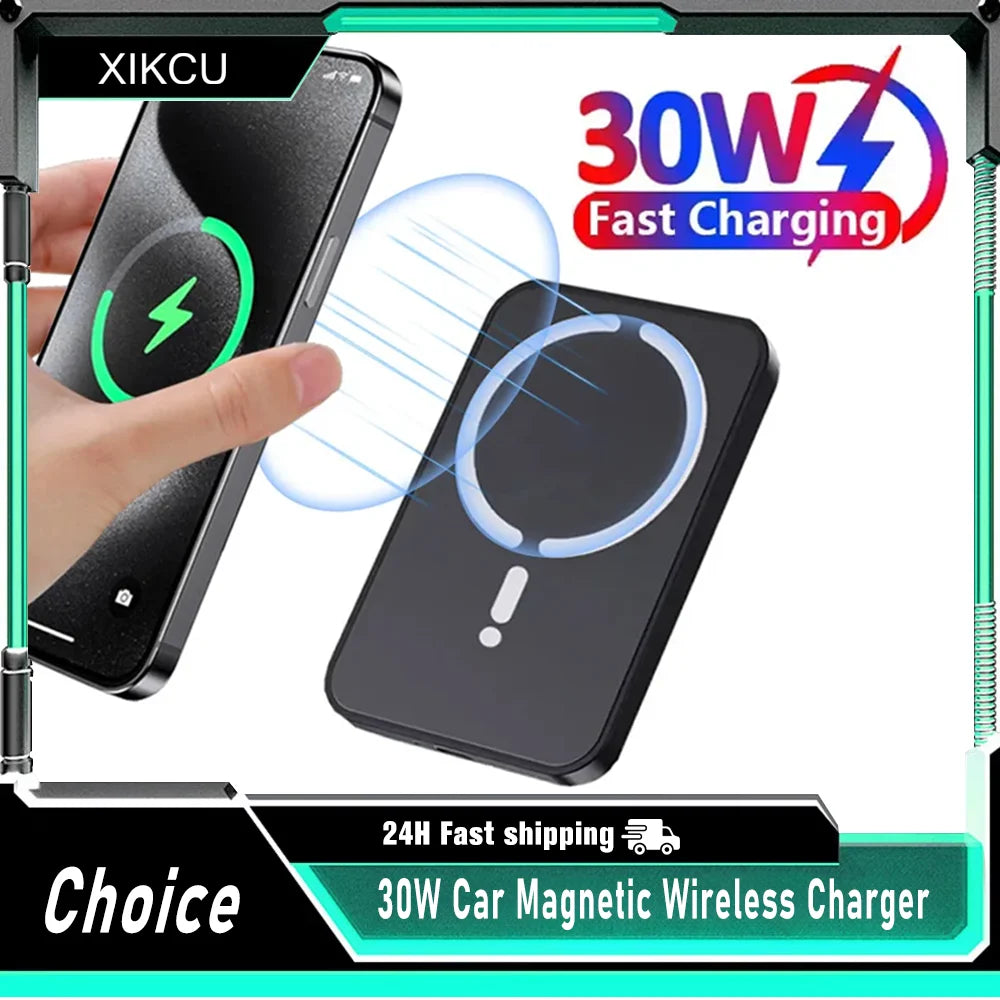 30W Magnetic Car Wireless Charger Air Vent GPS Phone Holder Stand For Magsafe iPhone 16 15 14 13 12 Pro Max Cell Fast Charging