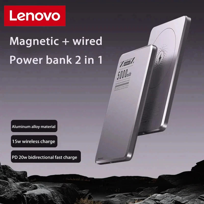 Lenovo UltraSlim Magnetic Power Bank Qi2 Wireless Powerbank Portable External Battery for Magsafe for iPhone Samsung Huawei 2026