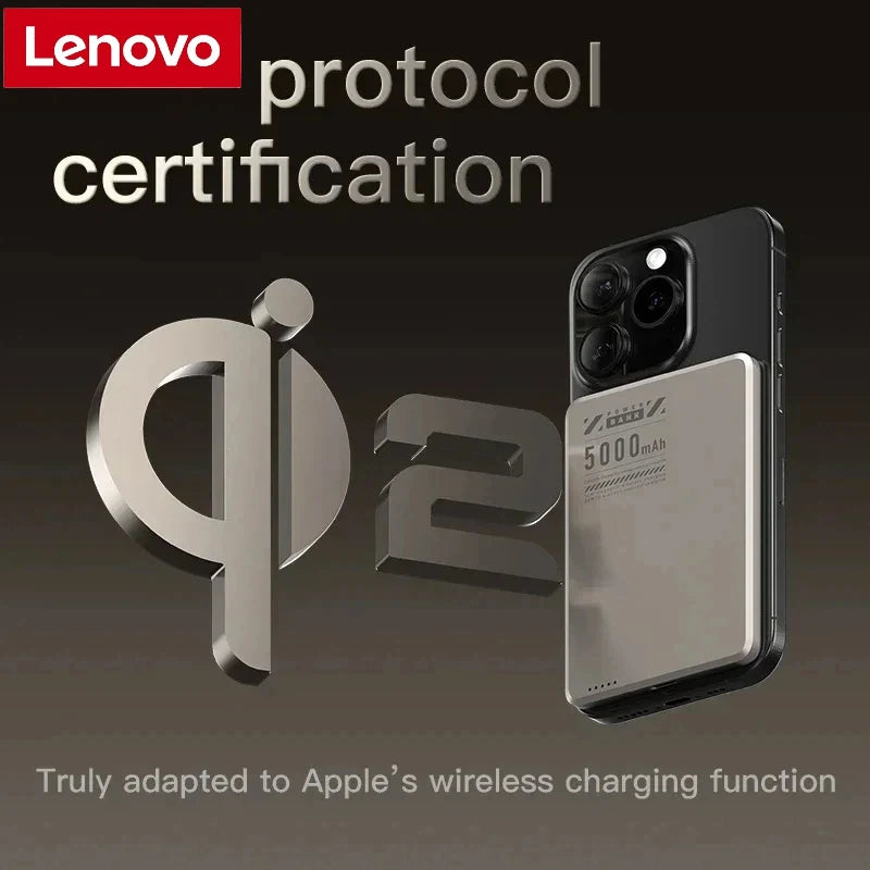 Lenovo UltraSlim Magnetic Power Bank Qi2 Wireless Powerbank Portable External Battery for Magsafe for iPhone Samsung Huawei 2026