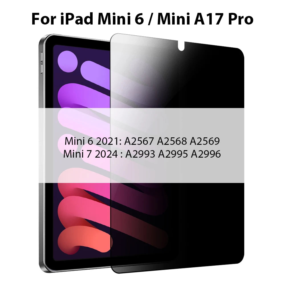 Privacy Screen Protector For iPad A16 9th 10th Generation Pro 13 11 M5 M4 12.9 Tempered Glass For iPad Air 6 5 4 3 Mini 6 7 10.2
