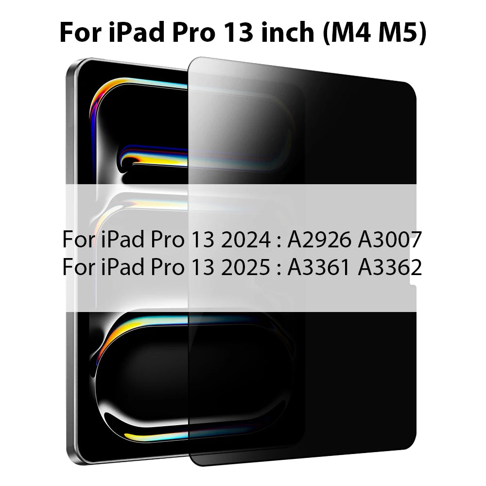 Privacy Screen Protector For iPad A16 9th 10th Generation Pro 13 11 M5 M4 12.9 Tempered Glass For iPad Air 6 5 4 3 Mini 6 7 10.2