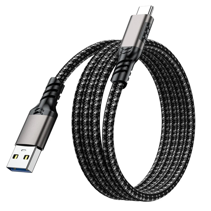 USB3.2 10Gbps USB Type C Cable USB A to C 3A 60W QC3.0 Fast Charging for Samsung NVMe Hard Disk External Android Data Braid 2M