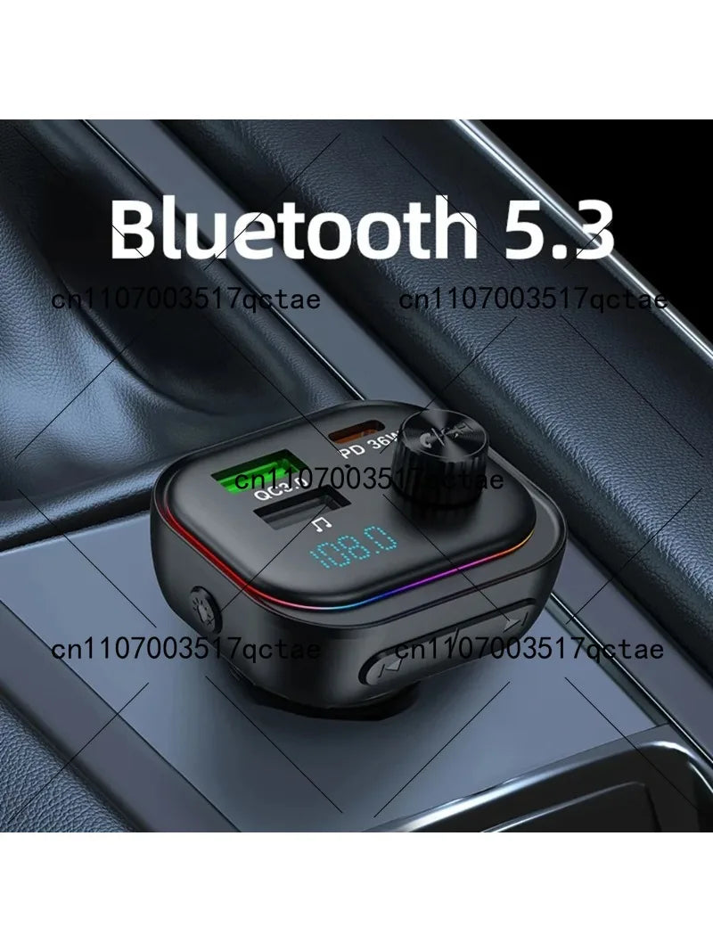 Bluetooth 5.3 Car FM Transmitter PD36W Fast Charge USB Adapter Hands Free Calling